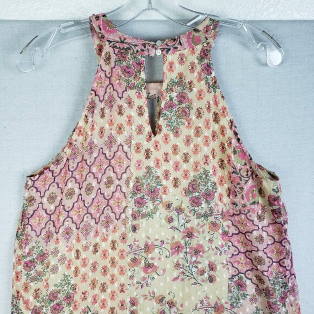 SUNDANCE Carabelle Halter Neck Dress Boho Patchwork Print Floral Lace size 8 - Picture 11 of 15